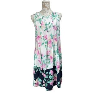 J. Jill Size MP Sleeveless Rayon Floral Lightweight Pleated Dress Cottagecore